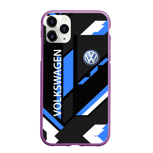 Чехол для iPhone 11 Pro Max матовый Volkswagen geometry sport, цвет фиолетовый