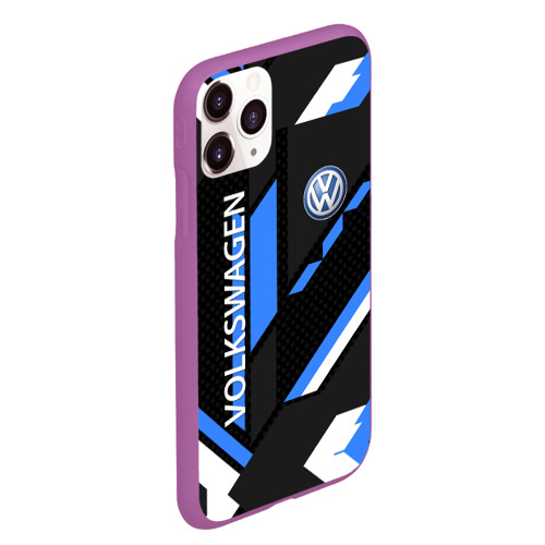 Чехол для iPhone 11 Pro Max матовый Volkswagen geometry sport, цвет фиолетовый - фото 3