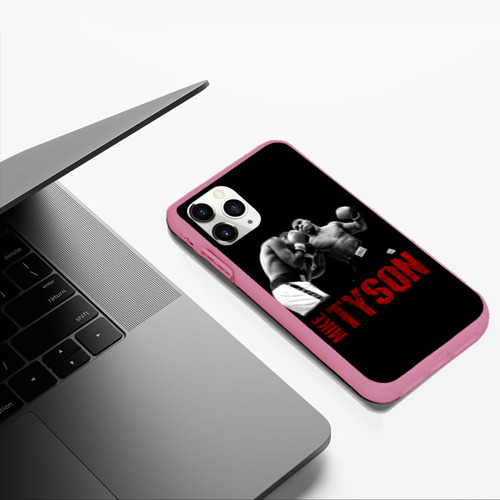 Чехол для iPhone 11 Pro Max матовый Майк Тайсон, цвет малиновый - фото 5