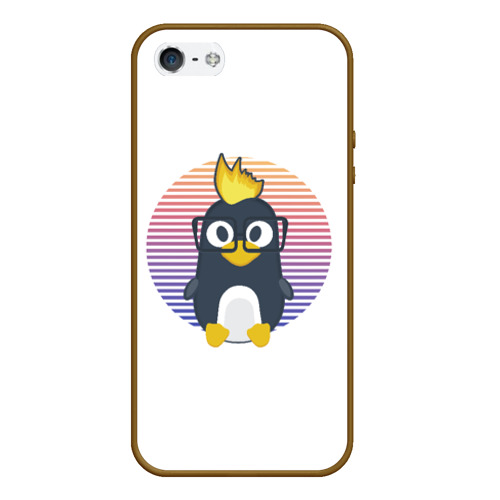 Чехол для iPhone 5/5S матовый Linux Tux пингвин. Талисман для програмистов, цвет коричневый