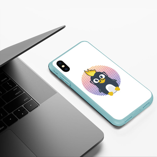 Чехол для iPhone XS Max матовый Linux Tux пингвин. Талисман для програмистов, цвет мятный - фото 5