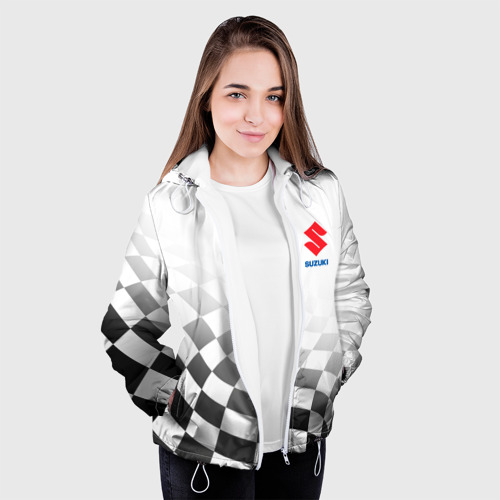 Женская куртка 3D Suzuki, Сузуки Спорт, Финишный флаг, цвет белый - фото 4