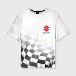 Женская футболка oversize 3D Suzuki, Сузуки Спорт, Финишный флаг