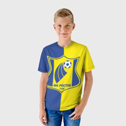 Футболка с принтом ФК Ростов желто синие для мужчины, вид на модели спереди №2. Цвет основы: белый