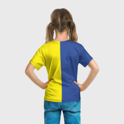 Футболка с принтом ФК Ростов желто синие для мужчины, вид на модели сзади №3. Цвет основы: белый