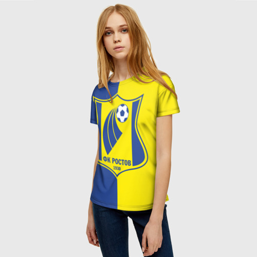 Женская футболка 3D ФК Ростов желто синие, цвет 3D печать - фото 3