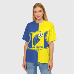 Женская футболка oversize 3D ФК Ростов желто синие - фото 2