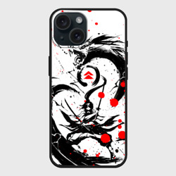 Чехол силиконовый для Apple iPhone 15 матовый Ghost of Tsushima дракон на спине