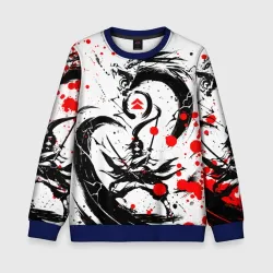 Детский свитшот 3D Ghost of Tsushima дракон на спине