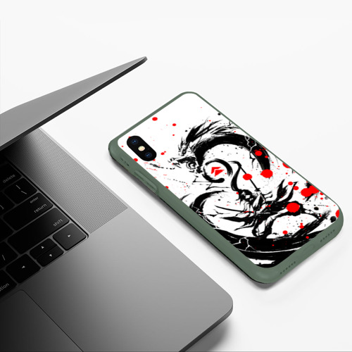 Чехол для iPhone XS Max матовый Ghost of Tsushima дракон на спине, цвет темно-зеленый - фото 5