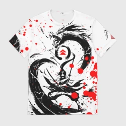 Мужская футболка 3D Ghost of Tsushima дракон на спине