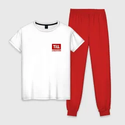 Женская пижама с белой футболкой хлопок Till Lindemann new logo