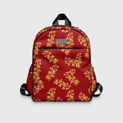 Детский рюкзак 3D Золотые веточки на ярко красном фоне