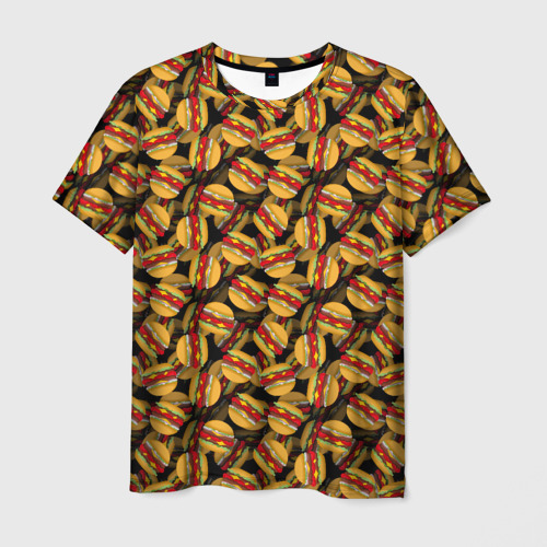 Мужская футболка с принтом Бургеры (Burgers), вид спереди №1