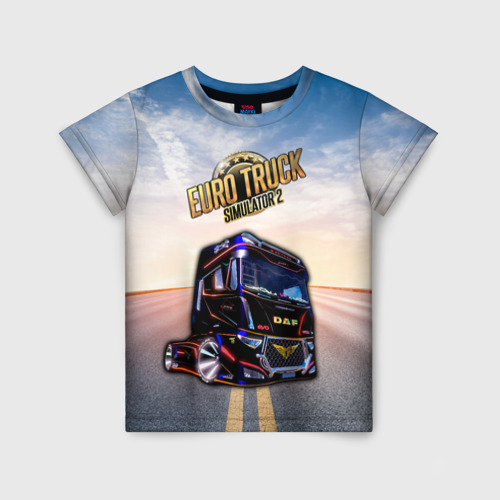 Детская футболка с принтом Euro Truck Simulator Евро Трек Симулятор, вид спереди №1