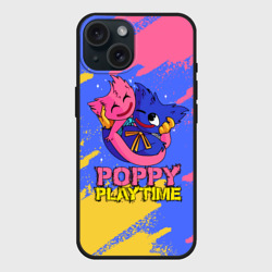Чехол силиконовый для Apple iPhone 15 матовый Huggy Wuggy and Kissy Missy Poppy Playtime