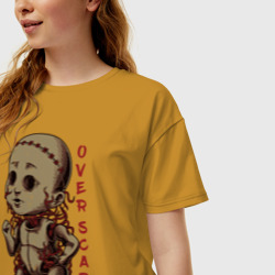 Женская футболка хлопок Oversize Крипи кукла с нитками - фото 2