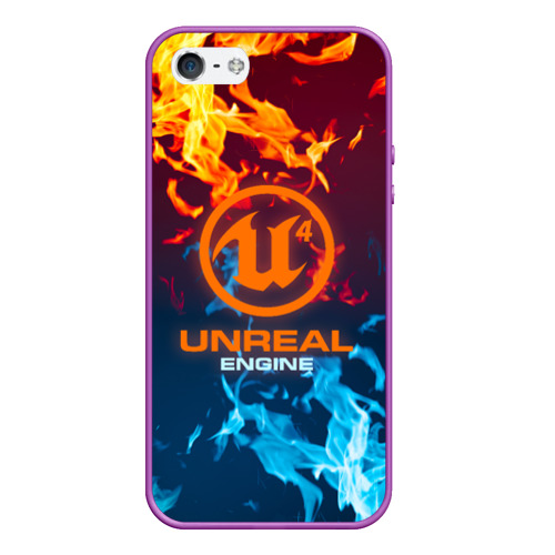 Чехол для iPhone 5/5S матовый Unreal Огонь, цвет фиолетовый