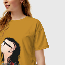 Женская футболка хлопок Oversize Портрет Skrillex Скриллекс - фото 2