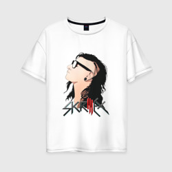 Портрет Skrillex Скриллекс – Женская футболка хлопок Oversize с принтом купить со скидкой в -16%