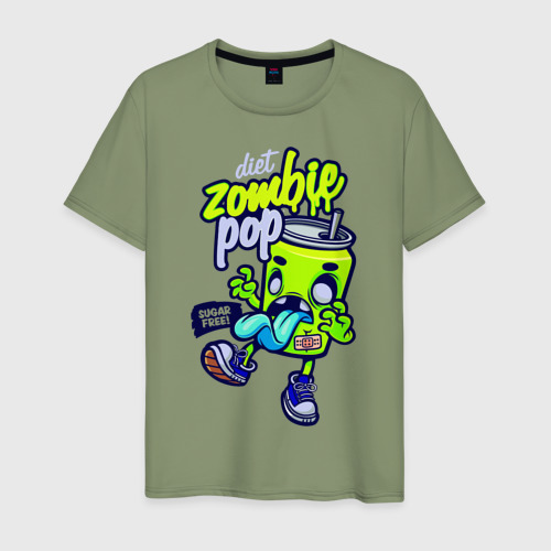 Мужская футболка хлопок Банка с диетическим напитком, цвет авокадо