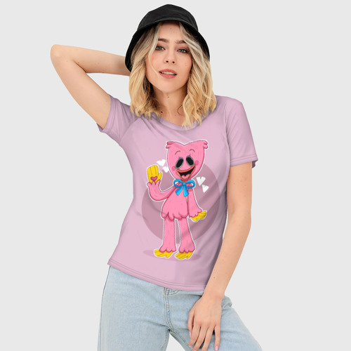 Женская футболка 3D Slim Kissy Missy Poppy Playtime Поппи плейтайм Кисси Мисси, цвет 3D печать - фото 3