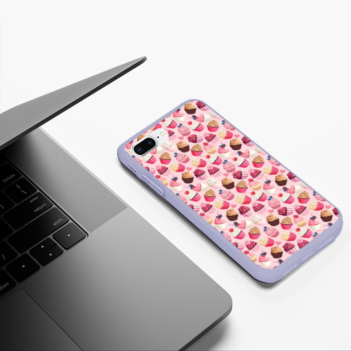 Чехол для iPhone 7Plus/8 Plus матовый Пирожные с Ягодами, цвет светло-сиреневый - фото 5