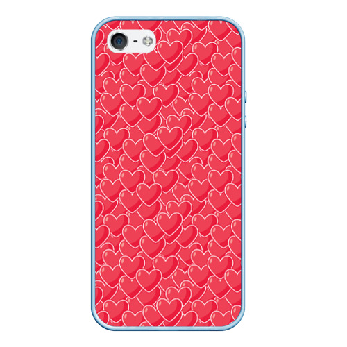 Чехол для iPhone 5/5S матовый Моя Любовь сердечки, цвет голубой