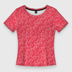 Женская футболка 3D Slim Моя Любовь сердечки