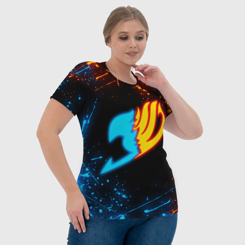 Женская футболка 3D с принтом FAIRY TAIL FLAME LOGO NEON | ОГНЕННЫЙ ЛОГО ХВОСТ ФЕИ, фото #4