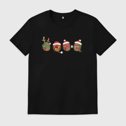 Мужская футболка хлопок Новогодние ёжики