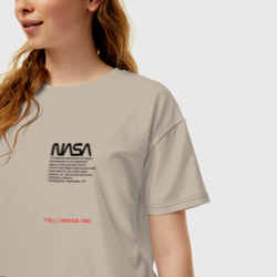 Женская футболка хлопок Oversize NASA white uniform НАСА униформа - фото 2