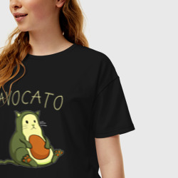 Женская футболка хлопок Oversize Avocato авокато - фото 2