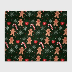 Плед 3D Новый год паттерн с тростью и пряней 