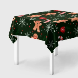 Скатерть 3D Новый год паттерн с тростью и пряней 