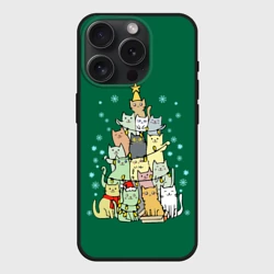 Чехол силиконовый для Apple iPhone 15 Pro Мax матовый Коты Построение ёлкой