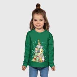 Детский лонгслив 3D Коты Построение ёлкой - фото 2