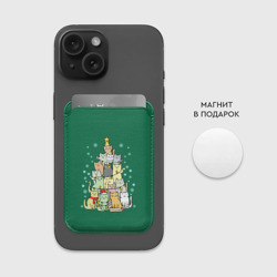 Картхолдер Magsafe магнитный Коты Построение ёлкой - фото 2