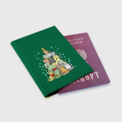 Обложка для паспорта матовая кожа Коты Построение ёлкой - фото 2