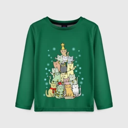 Детский лонгслив 3D Коты Построение ёлкой