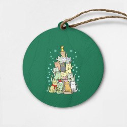 Деревянная игрушка круг Коты Построение ёлкой