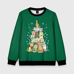 Детский свитшот 3D Коты Построение ёлкой