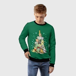 Детский свитшот 3D Коты Построение ёлкой - фото 2