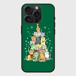 Чехол силиконовый для Apple iPhone 15 Pro матовый Коты Построение ёлкой