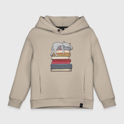 Детское худи Oversize хлопок Кот и книги