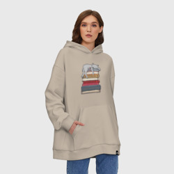 Худи SuperOversize хлопок Кот и книги - фото 2