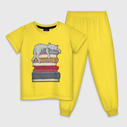Детская пижама хлопок Кот и книги