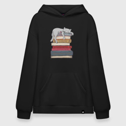 Худи SuperOversize хлопок Кот и книги
