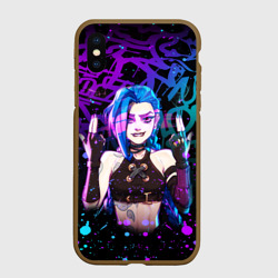 Чехол для iPhone XS Max матовый League Of Legends: Аркейн Джинкс неон