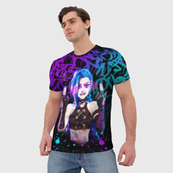 Мужская футболка 3D League Of Legends: Аркейн Джинкс неон - фото 2
